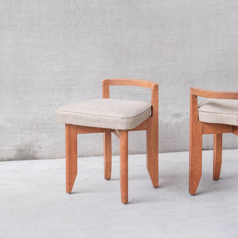 Guillerme et Chambron 'Rubercrin' Mid-Century Oak Stool at 1stDibs