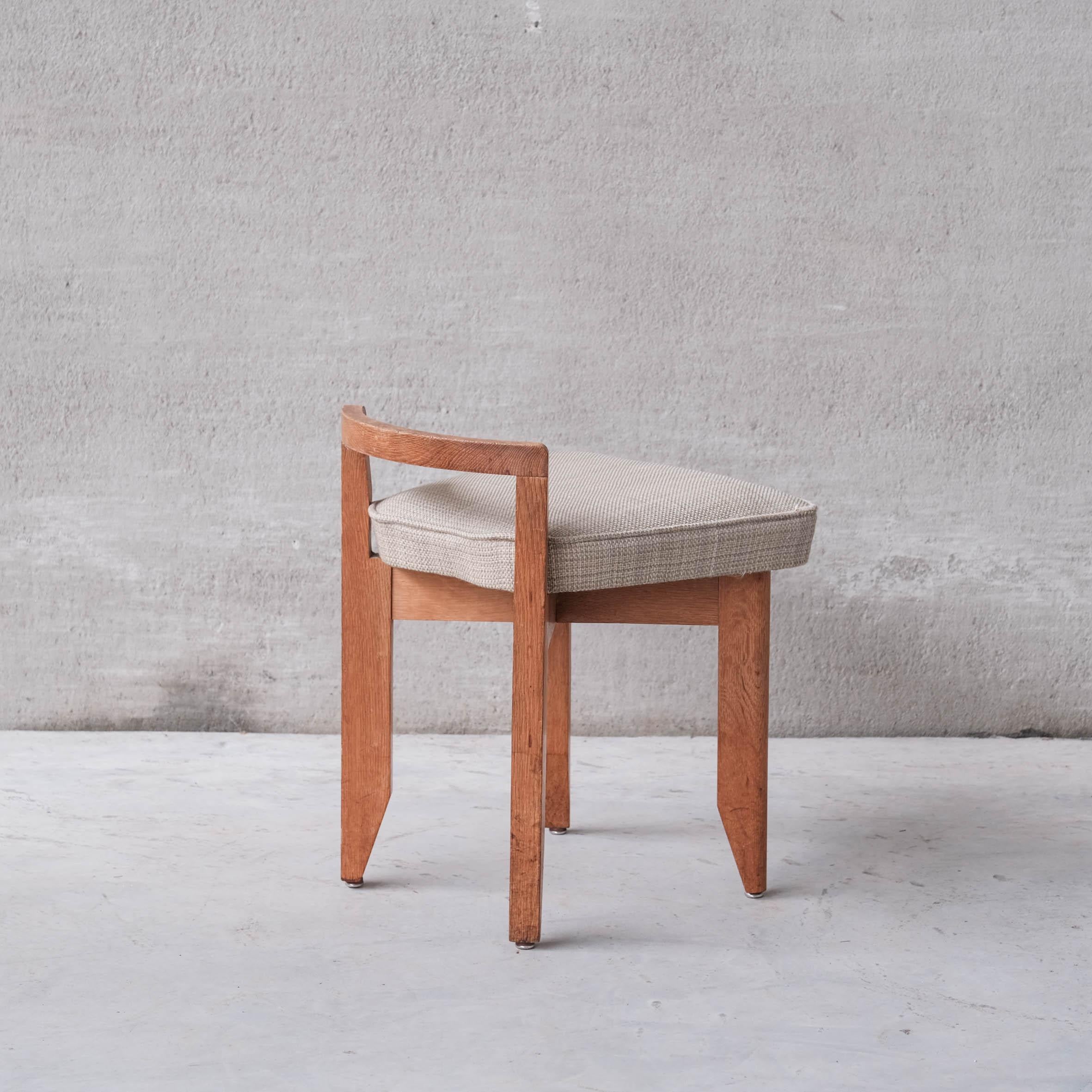 Mid-Century Modern Guillerme et Chambron 'Rubercrin' Mid-Century Oak Stool