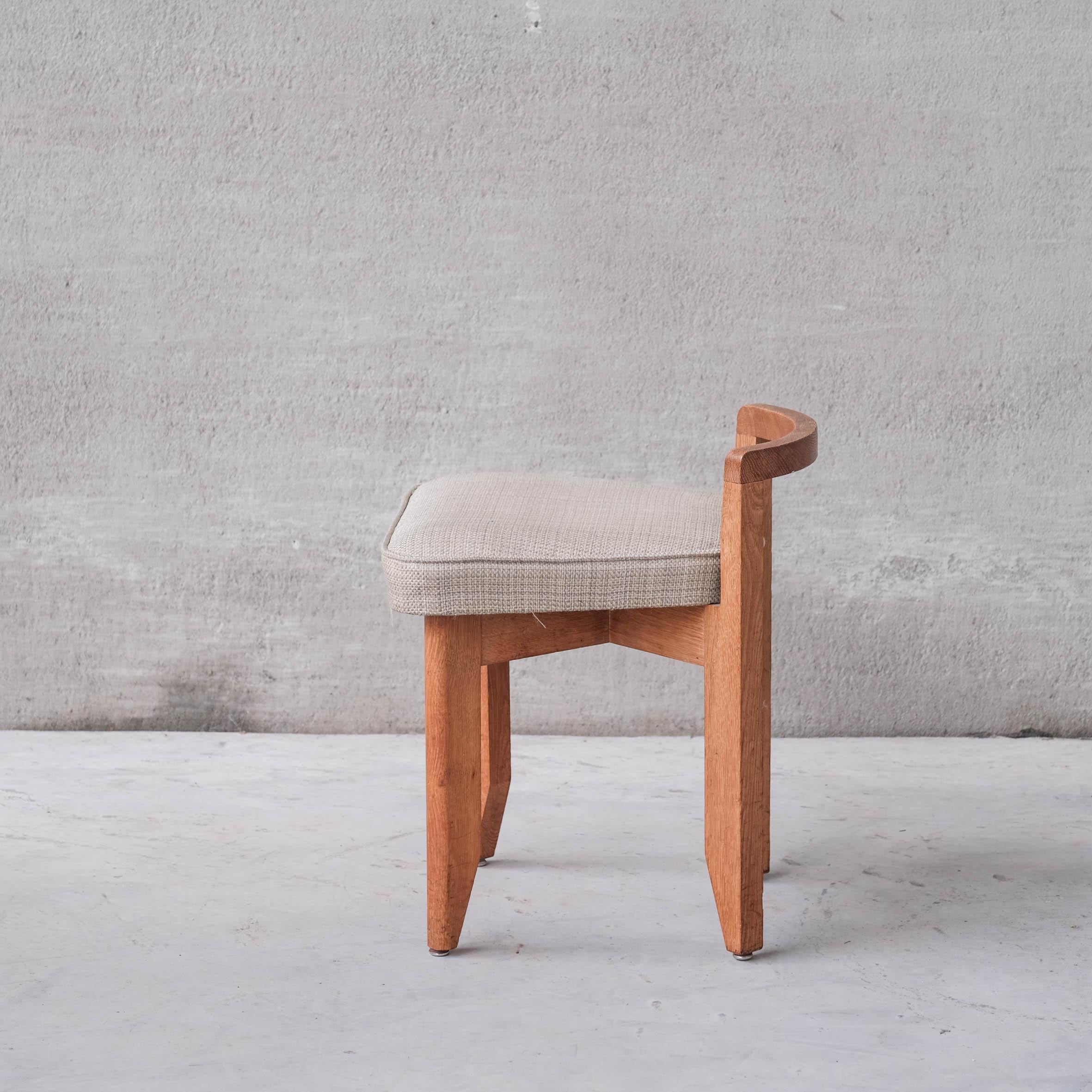 French Guillerme et Chambron 'Rubercrin' Mid-Century Oak Stool