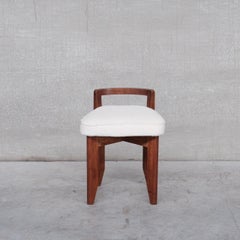 Guillerme et Chambron 'Rubercrin' Mid-Century Oak Stool in Alpaca Fabric