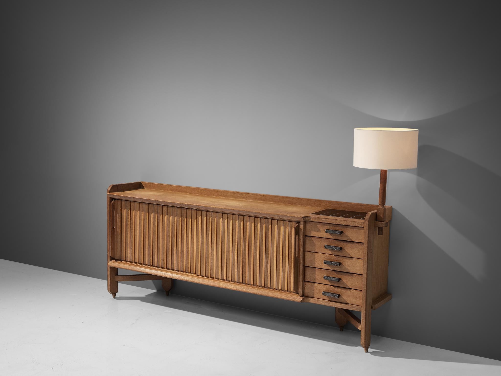 Mid-Century Modern Guillerme et Chambron 'Saint-Véran' Sideboard with Table Lamp