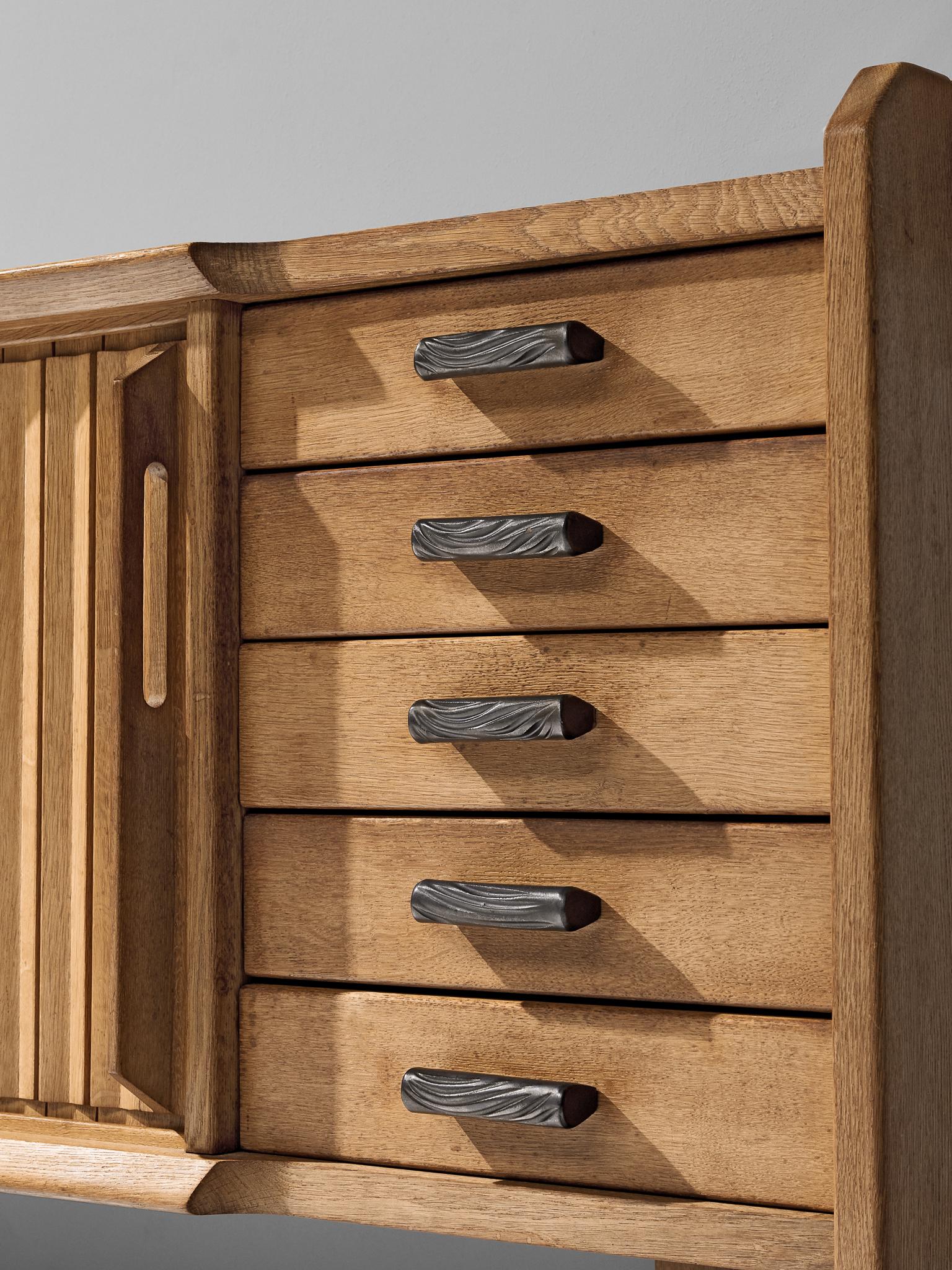 Oak Guillerme et Chambron 'Saint-Véran' Sideboard with Table Lamp