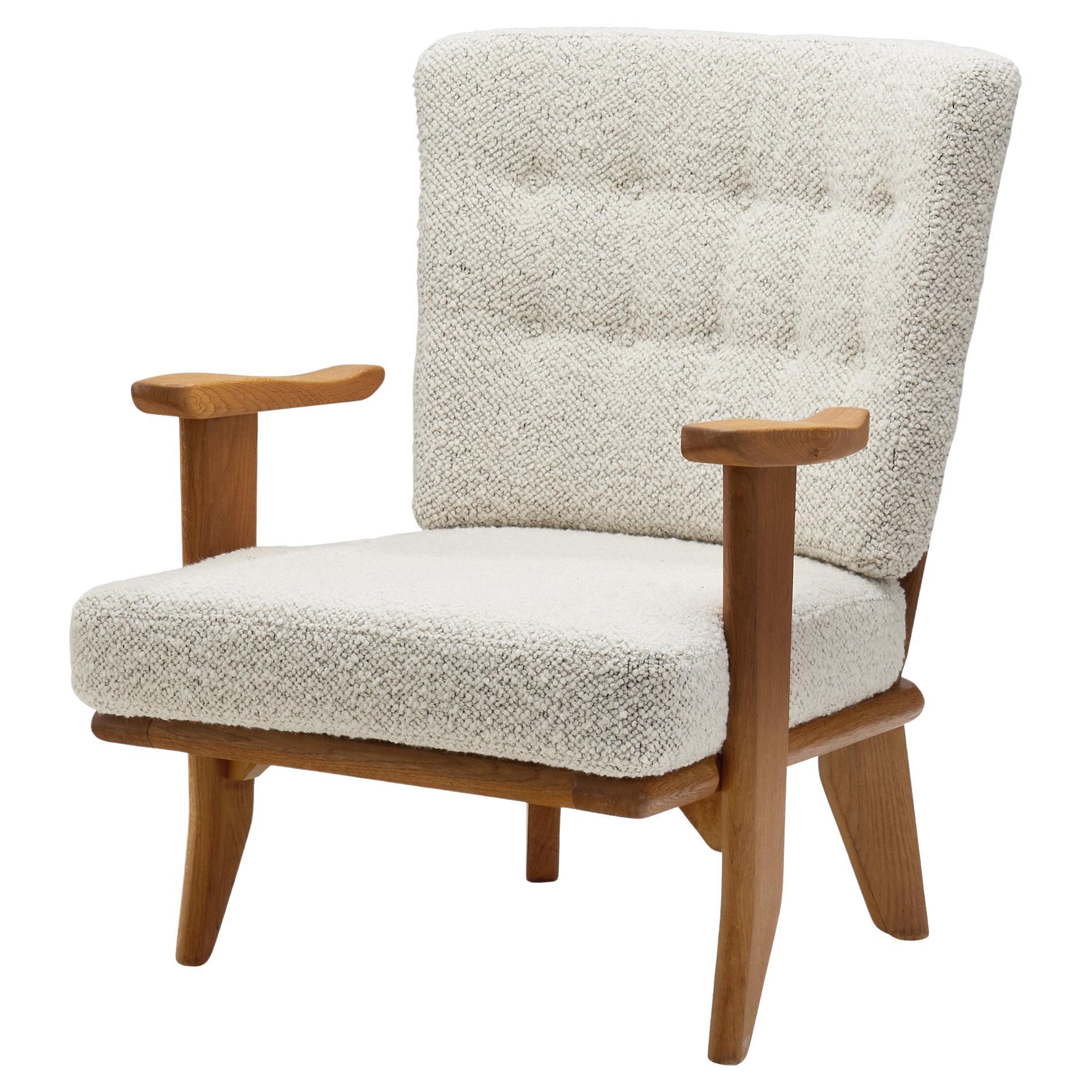 Guillerme et Chambron Sculpted Lounge Chair with for Votre Maison, France 1950s