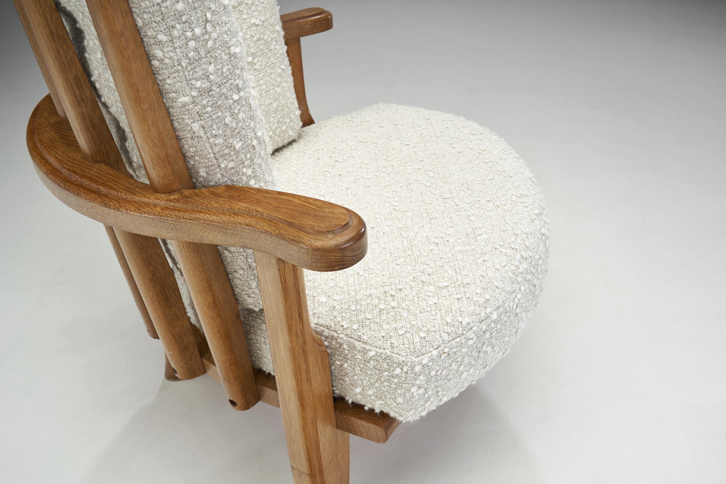 Guillerme et Chambron Sculptural Oak Chair for Votre Maison, France, 1950s 4