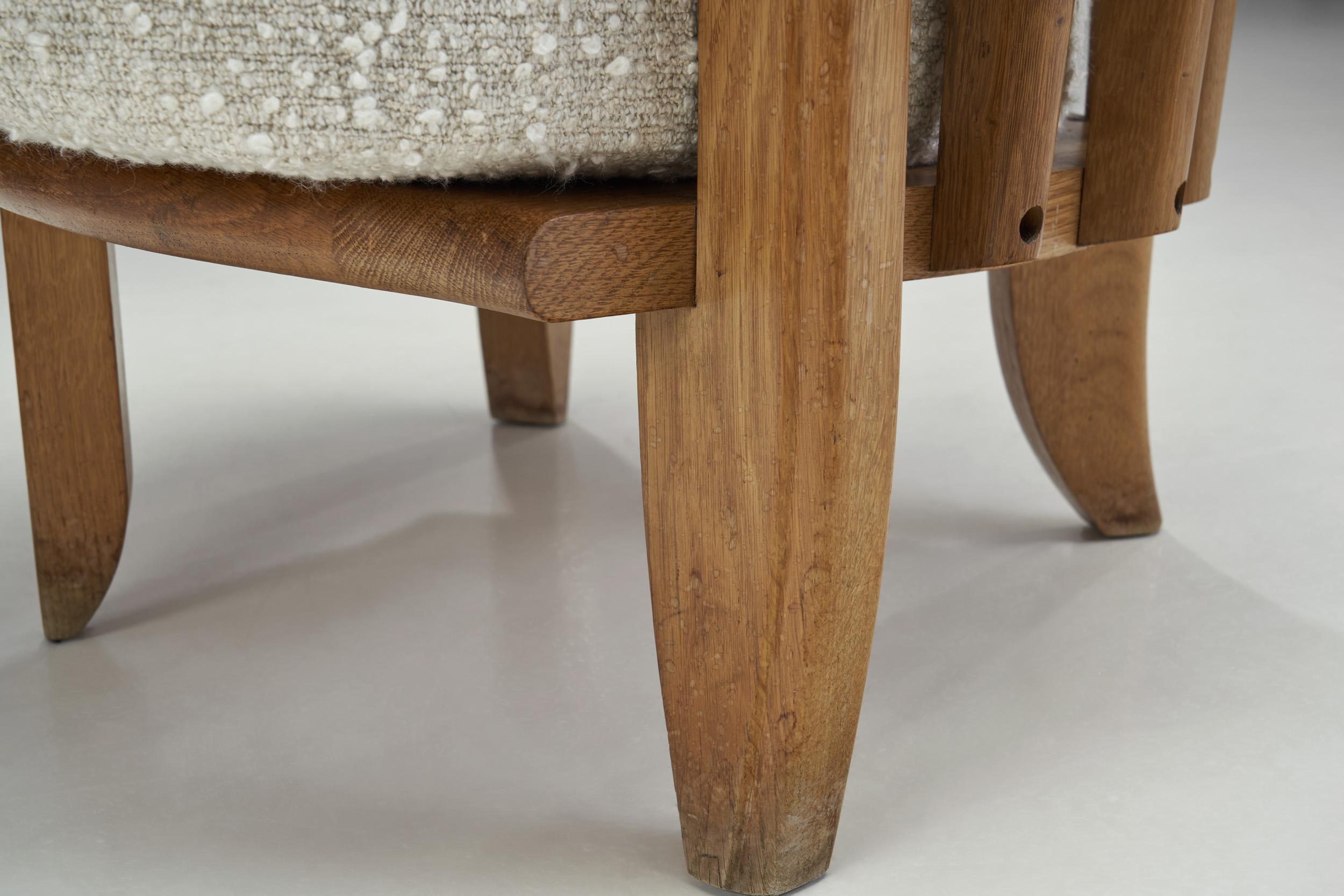 Guillerme et Chambron Sculptural Oak Chair for Votre Maison, France, 1950s 10