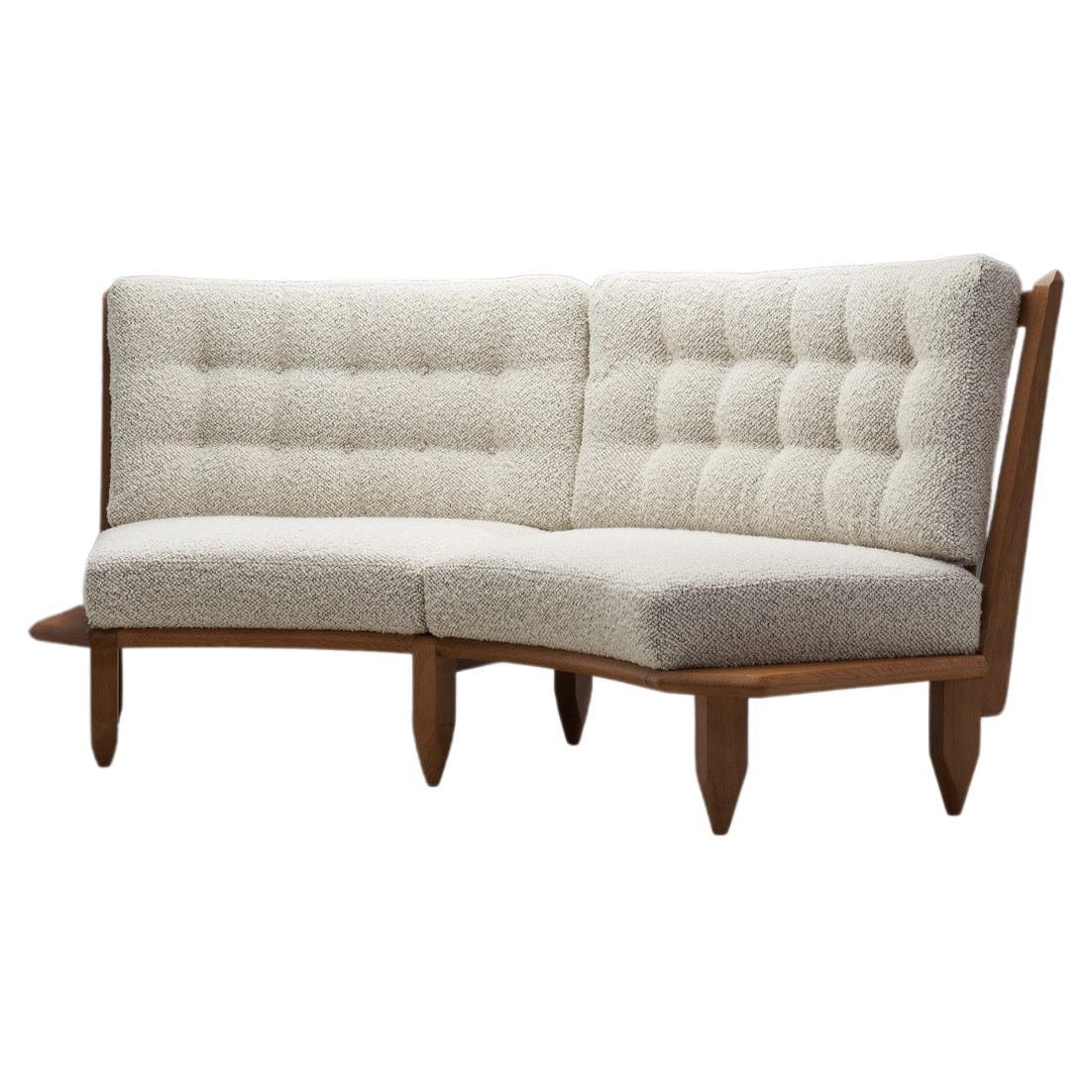 Guillerme et Chambron Sculptural Oak Sofa for Votre Maison, France 1960s For Sale
