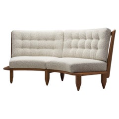 Skulpturales Sofa aus Eiche von Guillerme et Chambron für Votre Maison, Frankreich 1960er Jahre