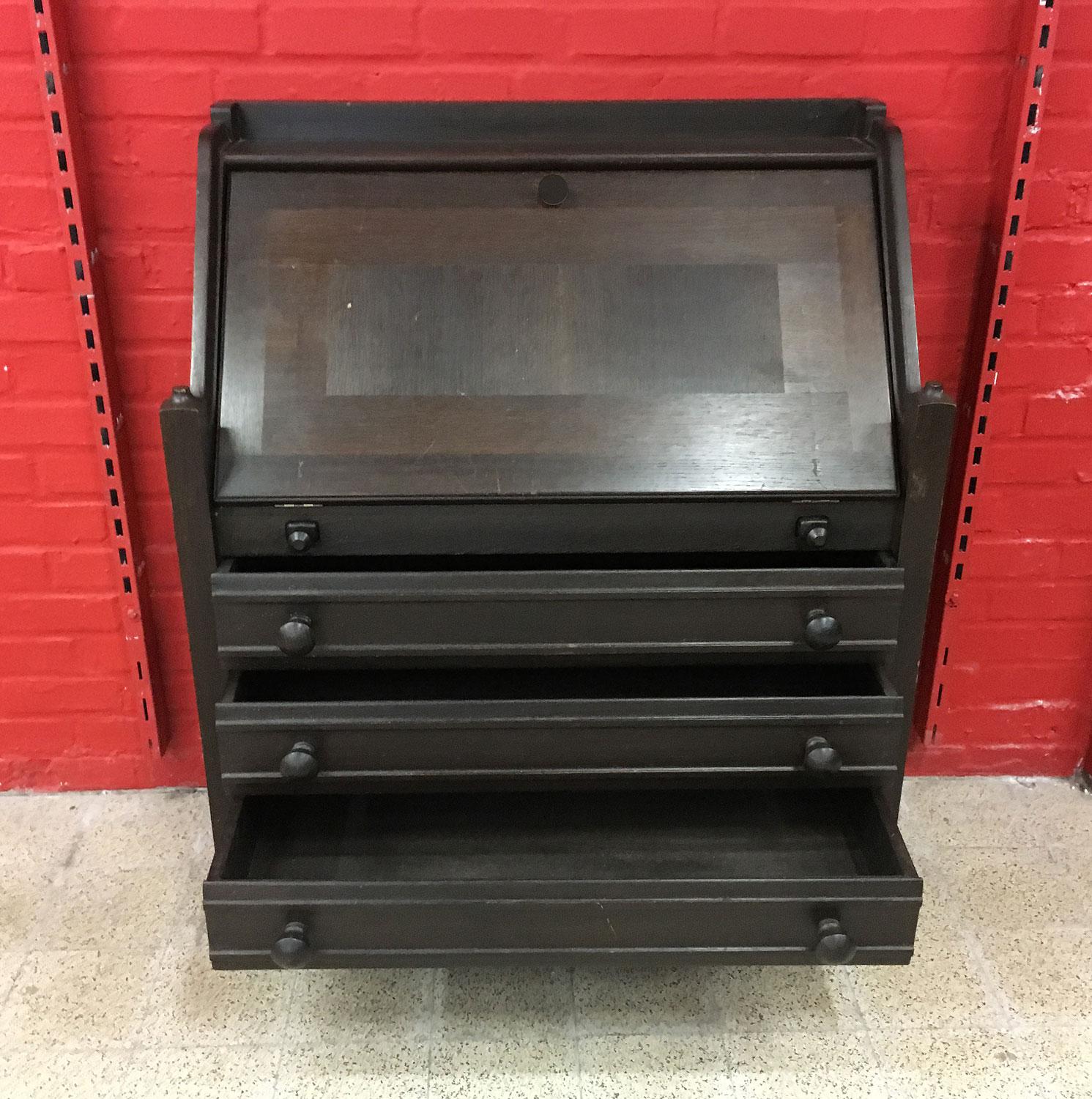 Guillerme et Chambron, Secretaire in blackened oak, Edition Votre Maison, circa 1970.