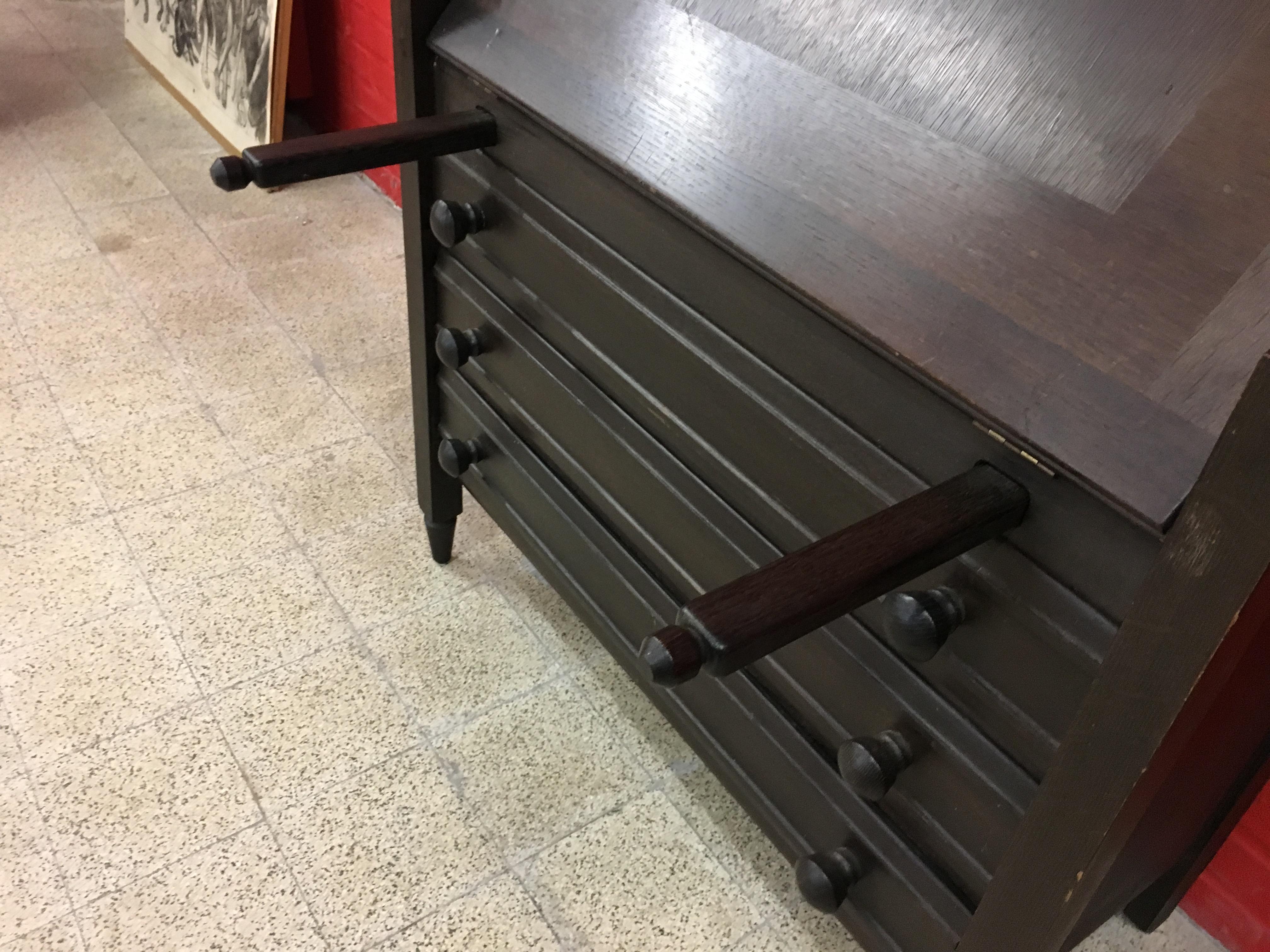 Guillerme et Chambron, Secretaire en roble ennegrecido, hacia 1970 en venta 1