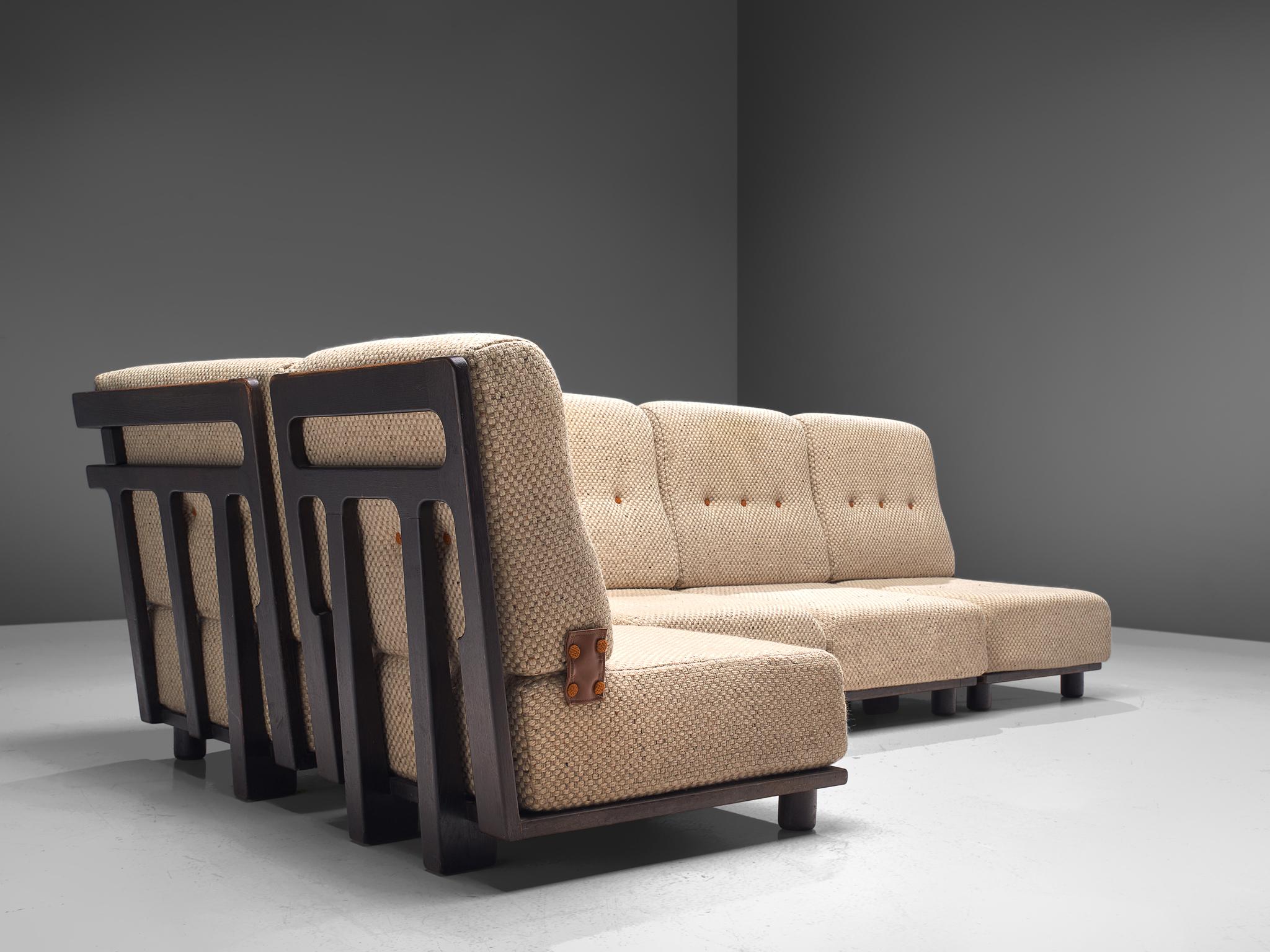 French Guillerme et Chambron Sectional Sofa 'Elmyre' in Beige Fabric