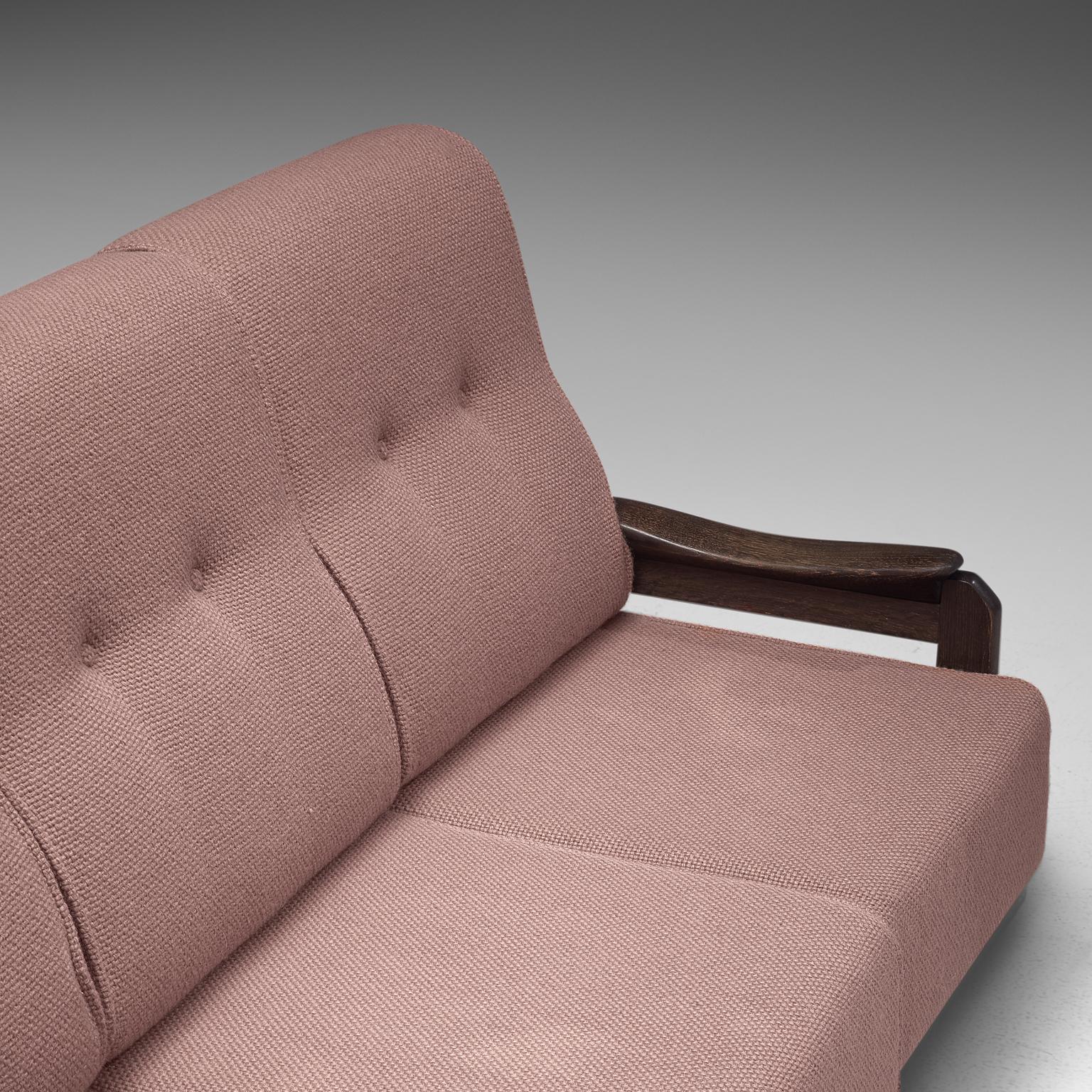 French Guillerme et Chambron Sectional Sofa 'Elmyre' in Pink Fabric