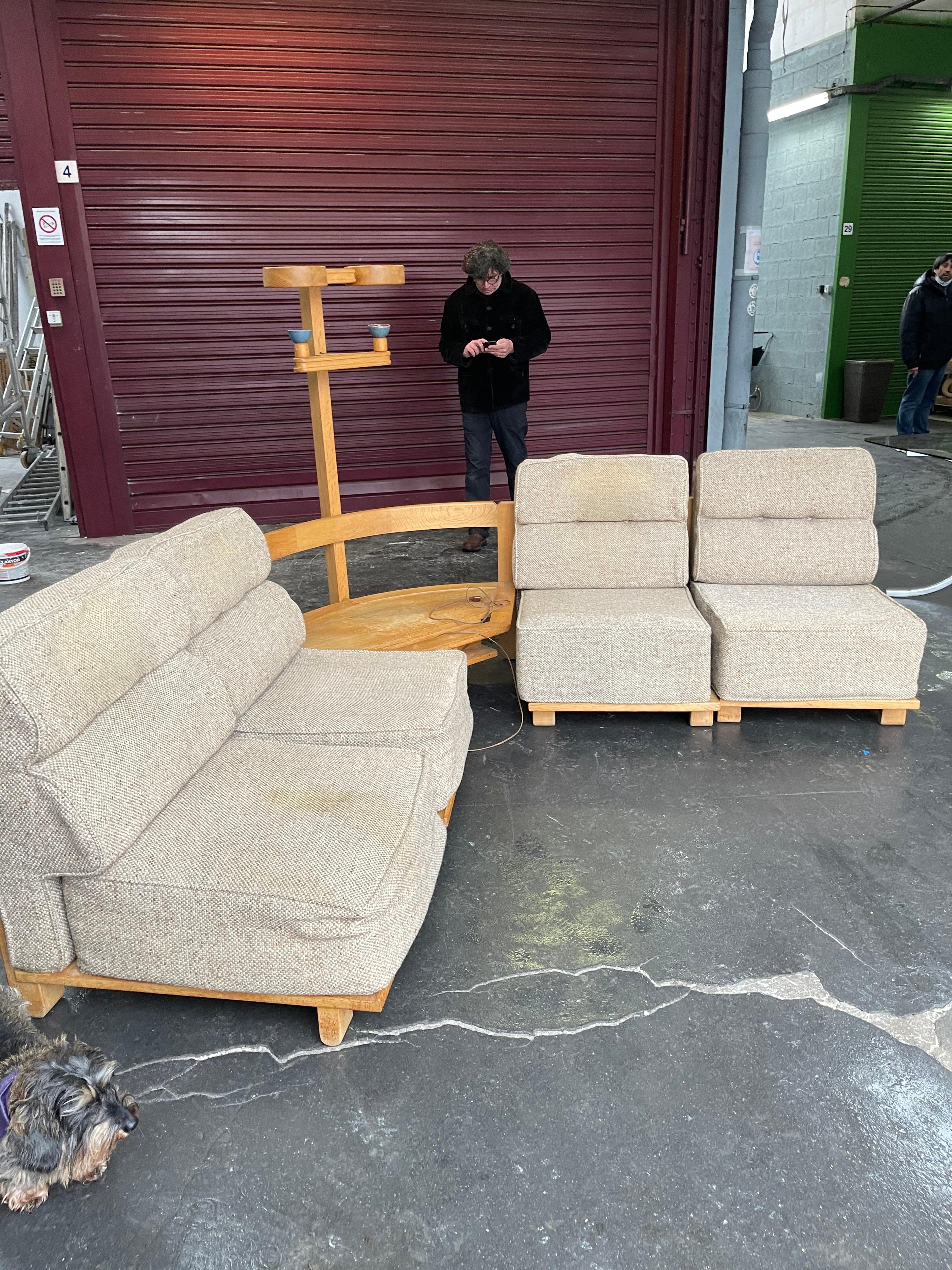 Guillerme et Chambron for Votre Maison sectional beige fabric sofa with a coffee table with floor lamp can be added or not.