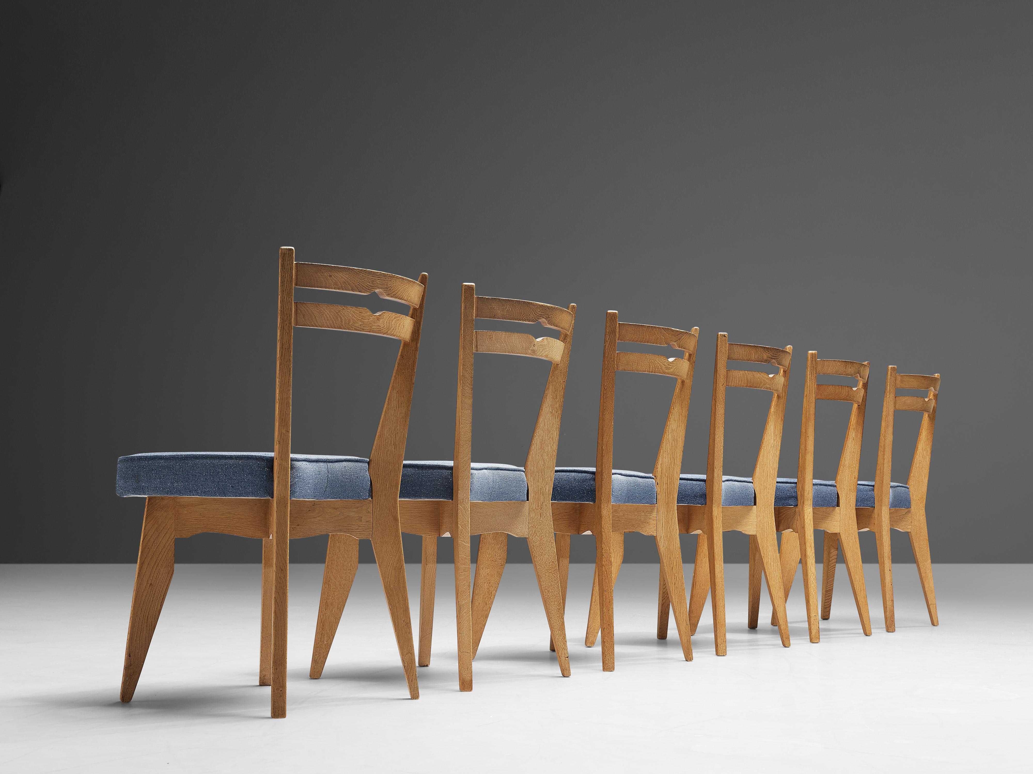 Guillerme et Chambron Set of 12 Dining Chairs in Oak 3