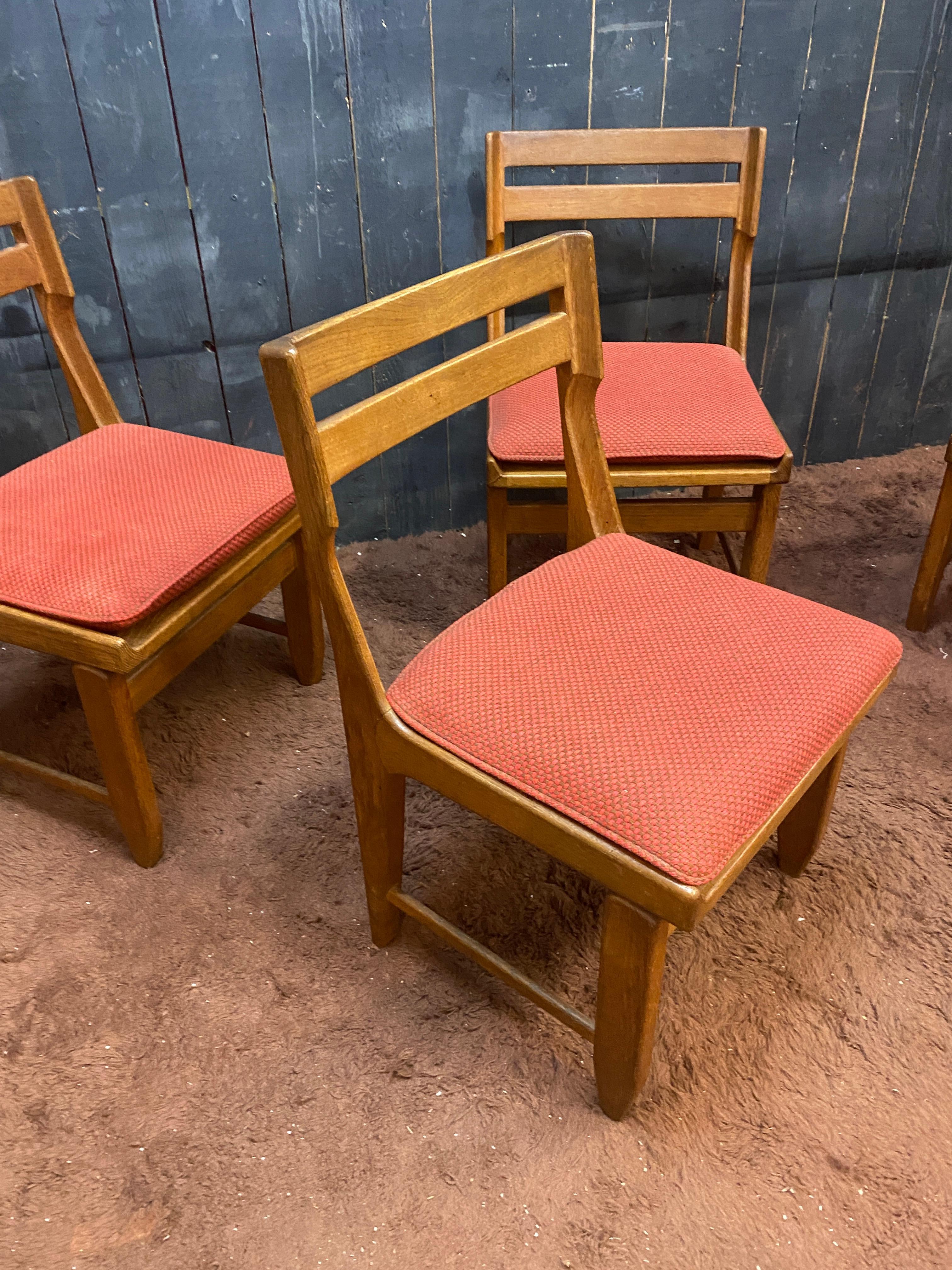 Français Guillerme et Chambron, ensemble de 4 chaises , Édition Votre Maison, vers 1970 en vente