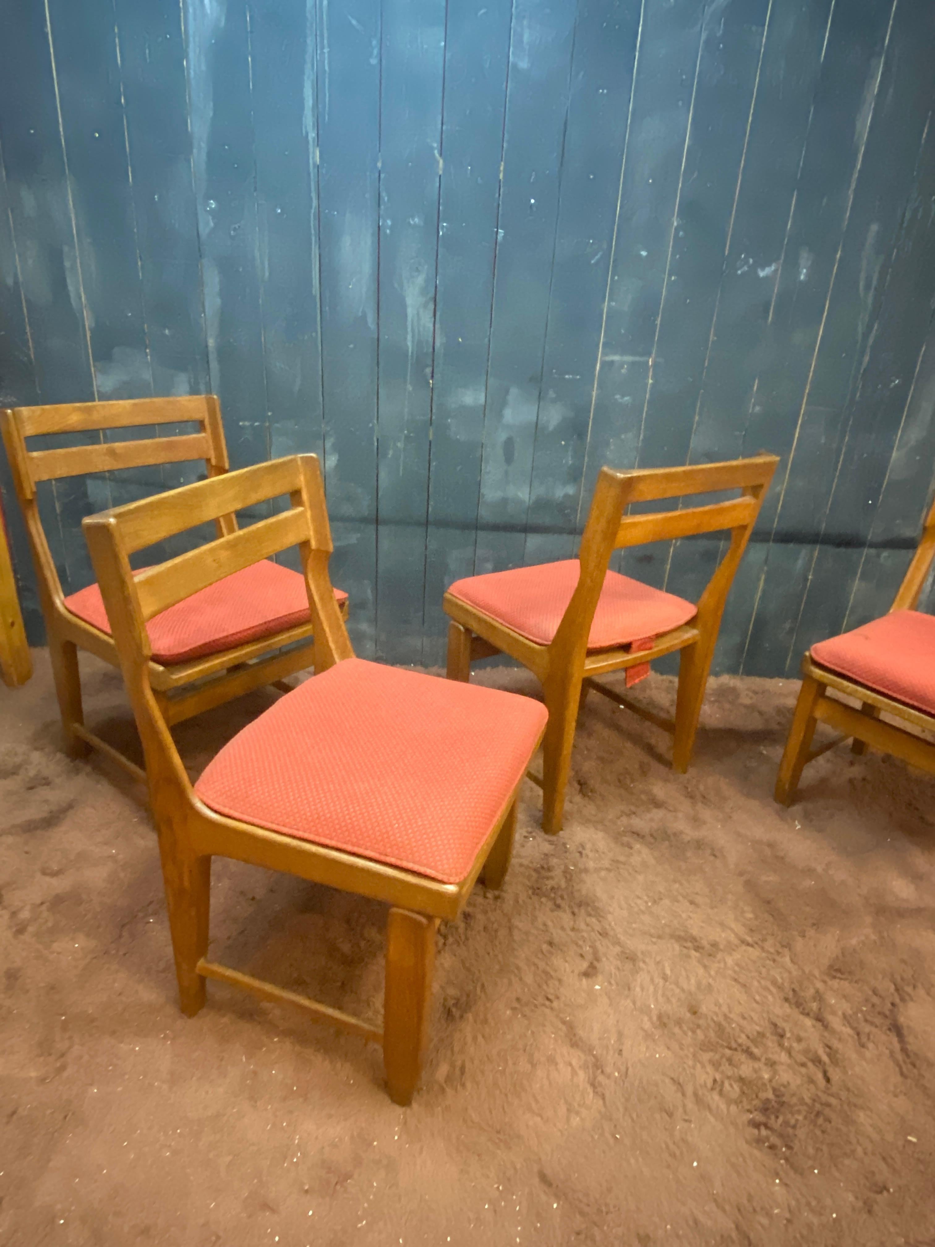 Guillerme et Chambron, Set of 4 Chairs , Edition Votre Maison circa 1970 For Sale 1