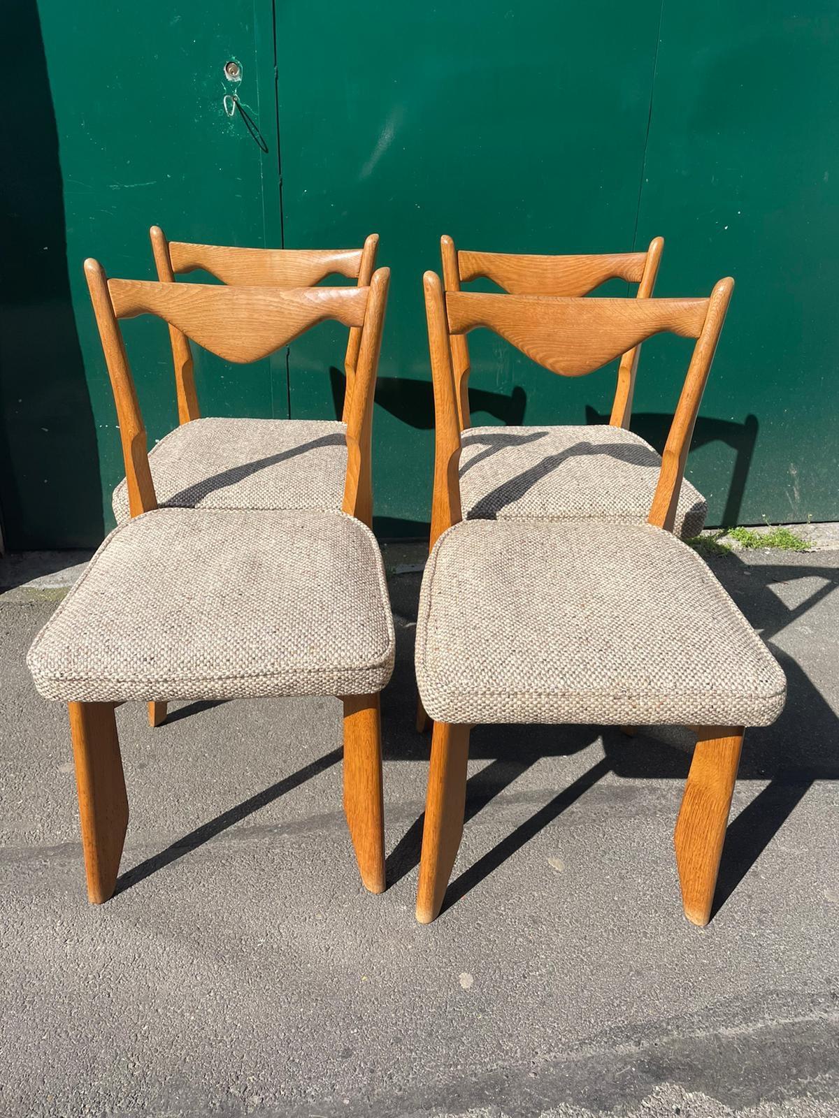 Guillerme et Chambron Set of 4 Dining Chairs in Solid Oak In Good Condition In Saint-Ouen, FR