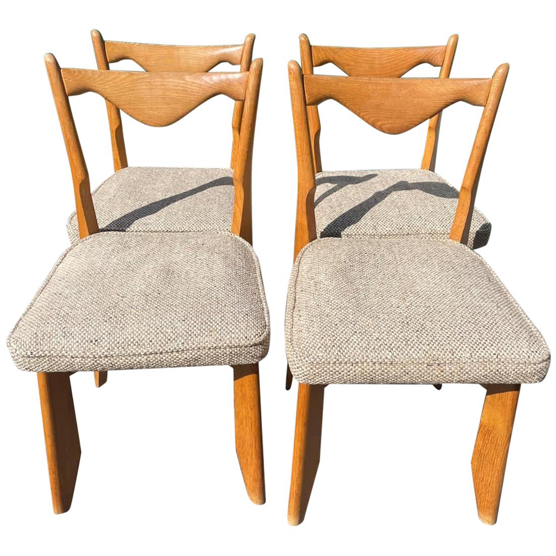 Guillerme et Chambron Set of 4 Dining Chairs in Solid Oak