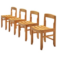 Guillerme et Chambron Set of 4 Dining Chairs in Solid Oak