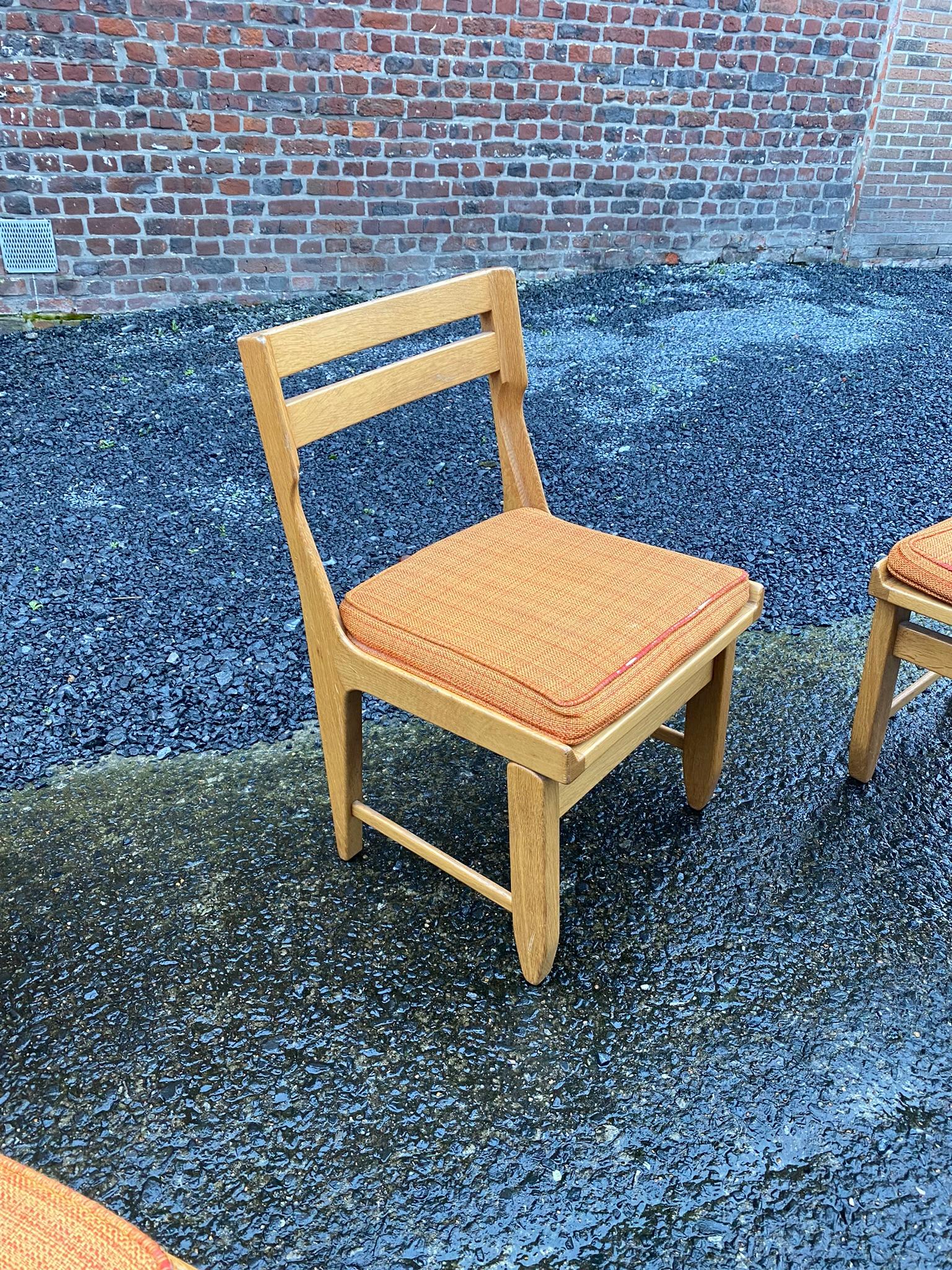 Mid-Century Modern Guillerme et Chambron, Set of 6 Oak Chairs, Edition Votre Maison, 1970 For Sale