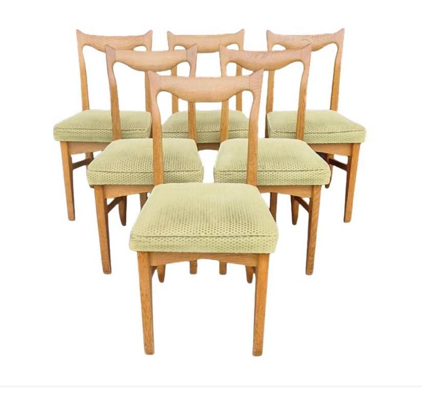 Guillerme et Chambron, 6 Stühle aus Eiche, Edition Votre Maison, um 1960 im Angebot 1