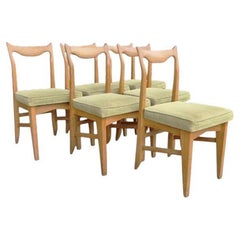 Guillerme et Chambron, Set of 6 Oak Chairs, Edition Votre Maison, circa 1960