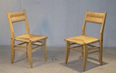 Guillerme et Chambron, Set of 6 Oak Chairs, Edition Votre Maison, circa 1960
