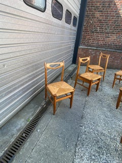 Guillerme et Chambron, Juego de 6 sillas de roble, Edición Votre Maison, hacia 1960