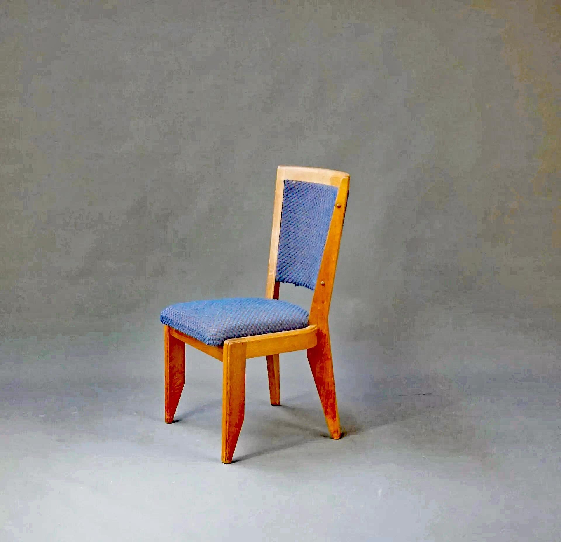Mid-Century Modern Guillerme et Chambron, Ensemble de 6 chaises en Oak, Edition Votre Maison, circa 1960 en vente