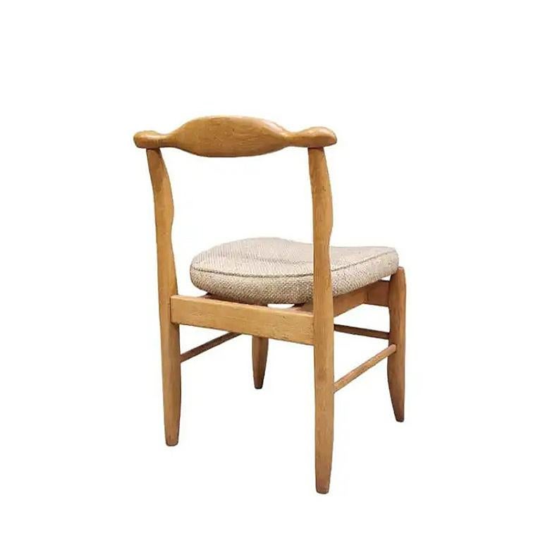French Guillerme et Chambron, Set of 6 Oak Chairs, Edition Votre Maison, circa 1960 For Sale