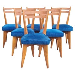Guillerme et Chambron, Ensemble de 6 chaises en Oak, Edition Votre Maison, circa 1960