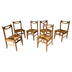 Guillerme et Chambron, Ensemble de 6 chaises en Oak, Edition Votre Maison, circa 1960