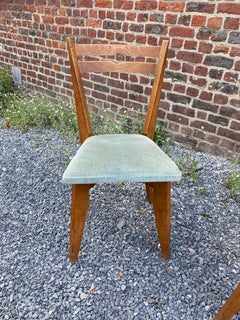 Guillerme et Chambron, Set of 6 Oak Chairs, Edition Votre Maison, circa 1970