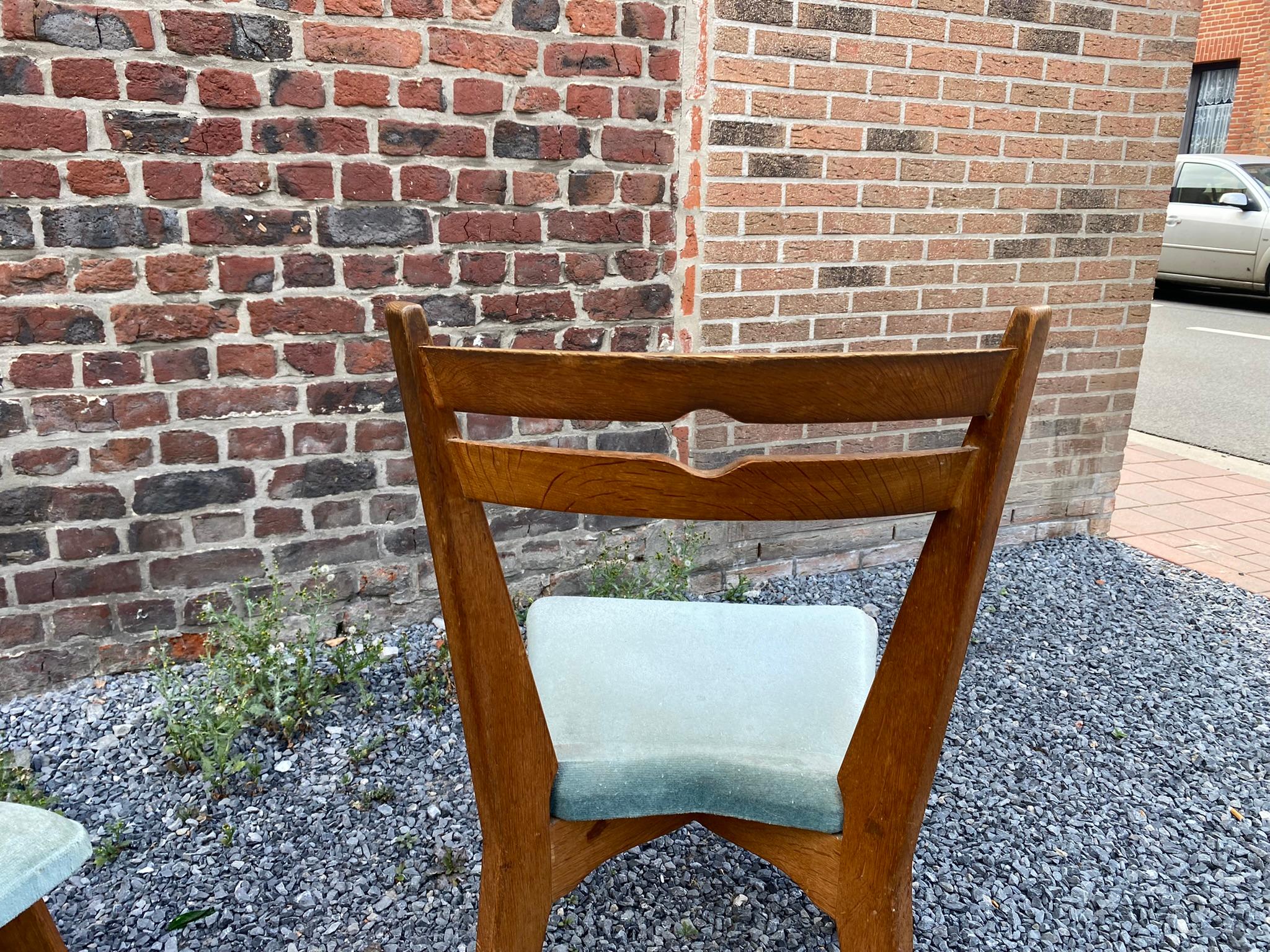 Guillerme et Chambron, Set of 6 Oak Chairs, Edition Votre Maison, circa 1970 For Sale 2