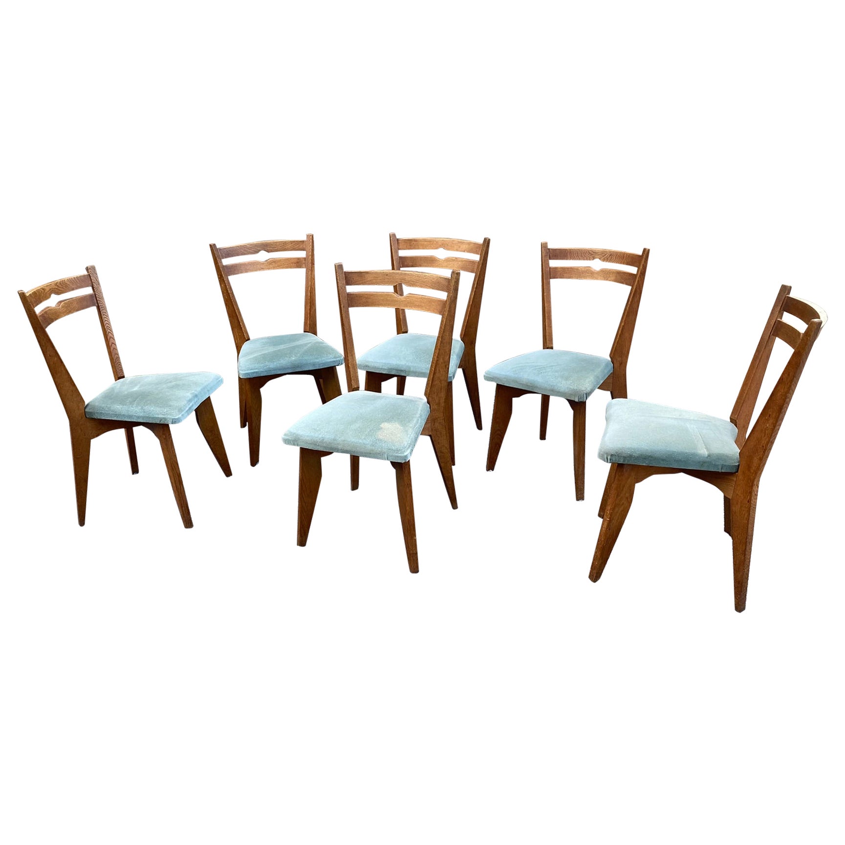 Guillerme et Chambron, Set di 6 sedie in Oak, Edition Votre Maison, circa 1970