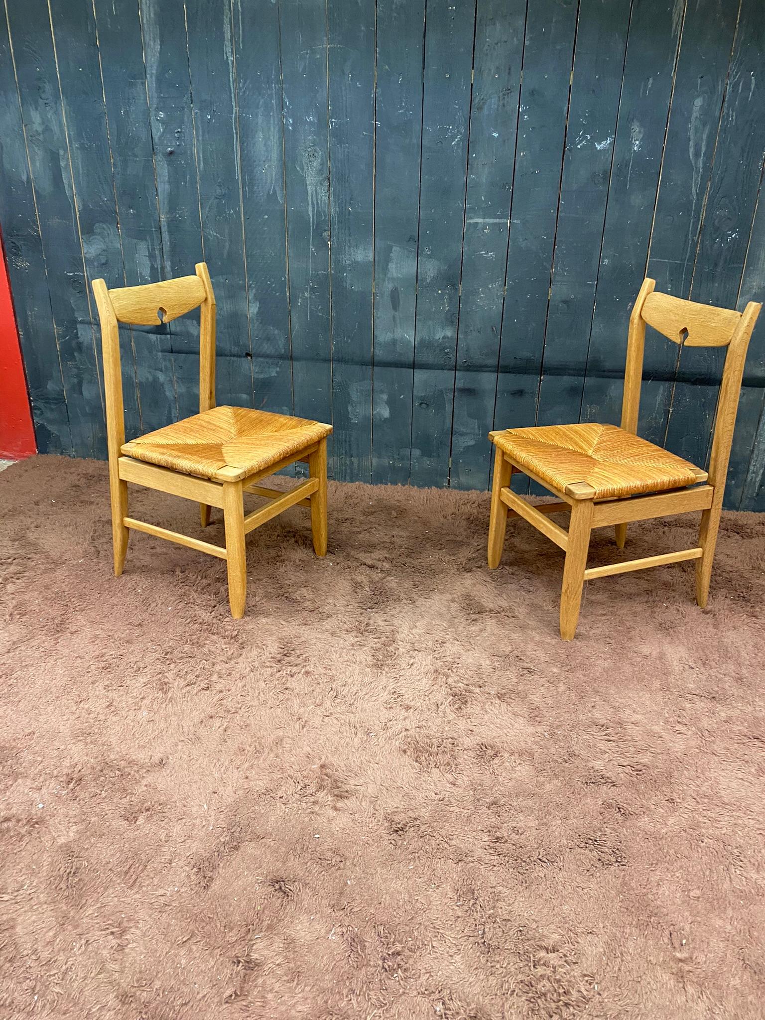 20th Century Guillerme et Chambron, Set of 4 Chairs , Edition Votre Maison circa 1970 For Sale