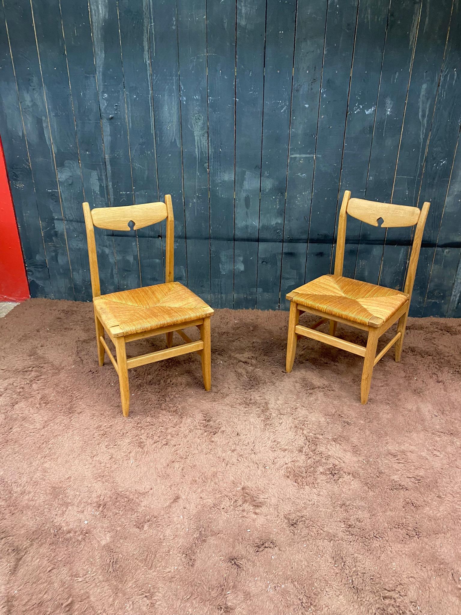 Guillerme et Chambron, Set of 4 Chairs , Edition Votre Maison circa 1970 For Sale 2