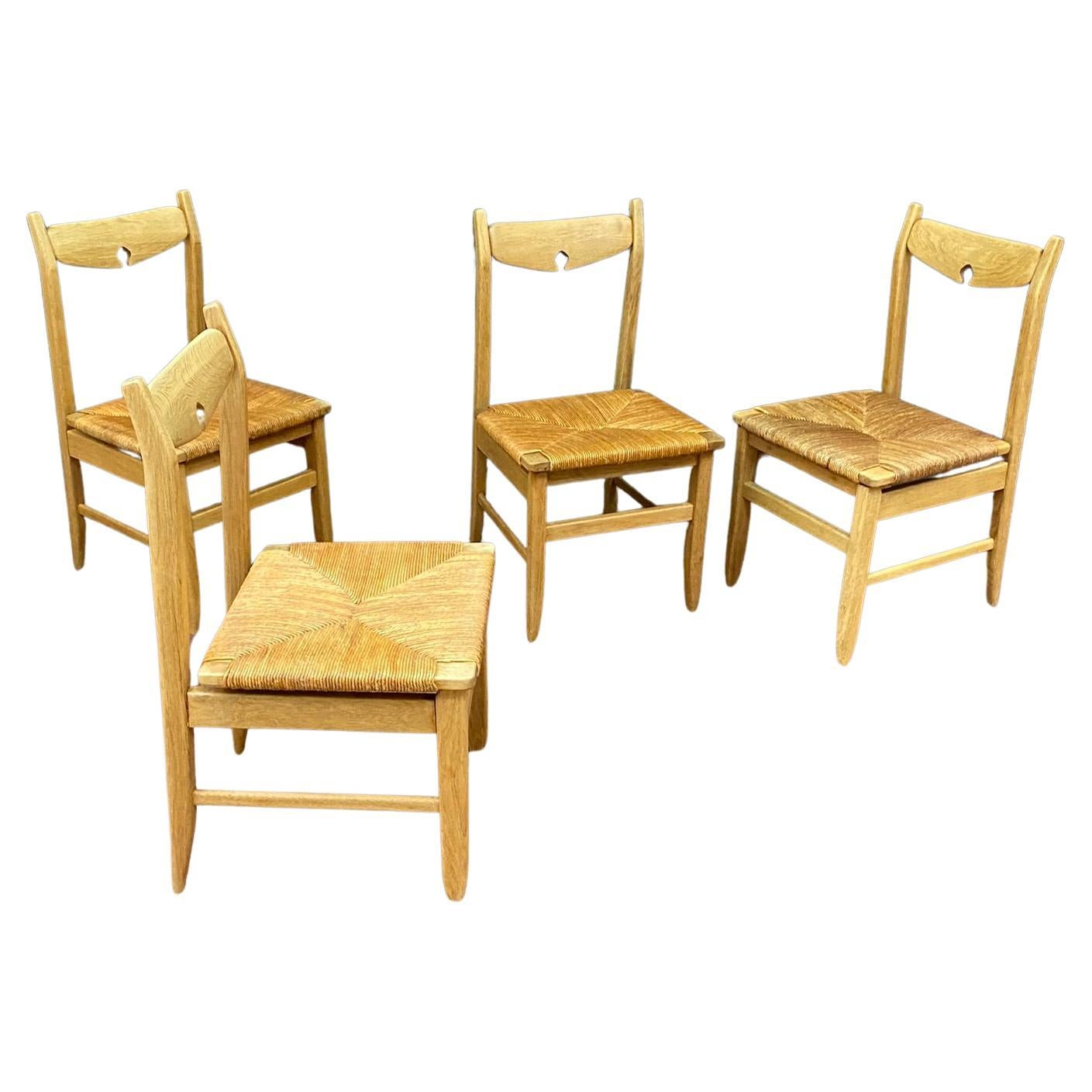 Guillerme et Chambron, Set of 4 Chairs , Edition Votre Maison circa 1970 For Sale
