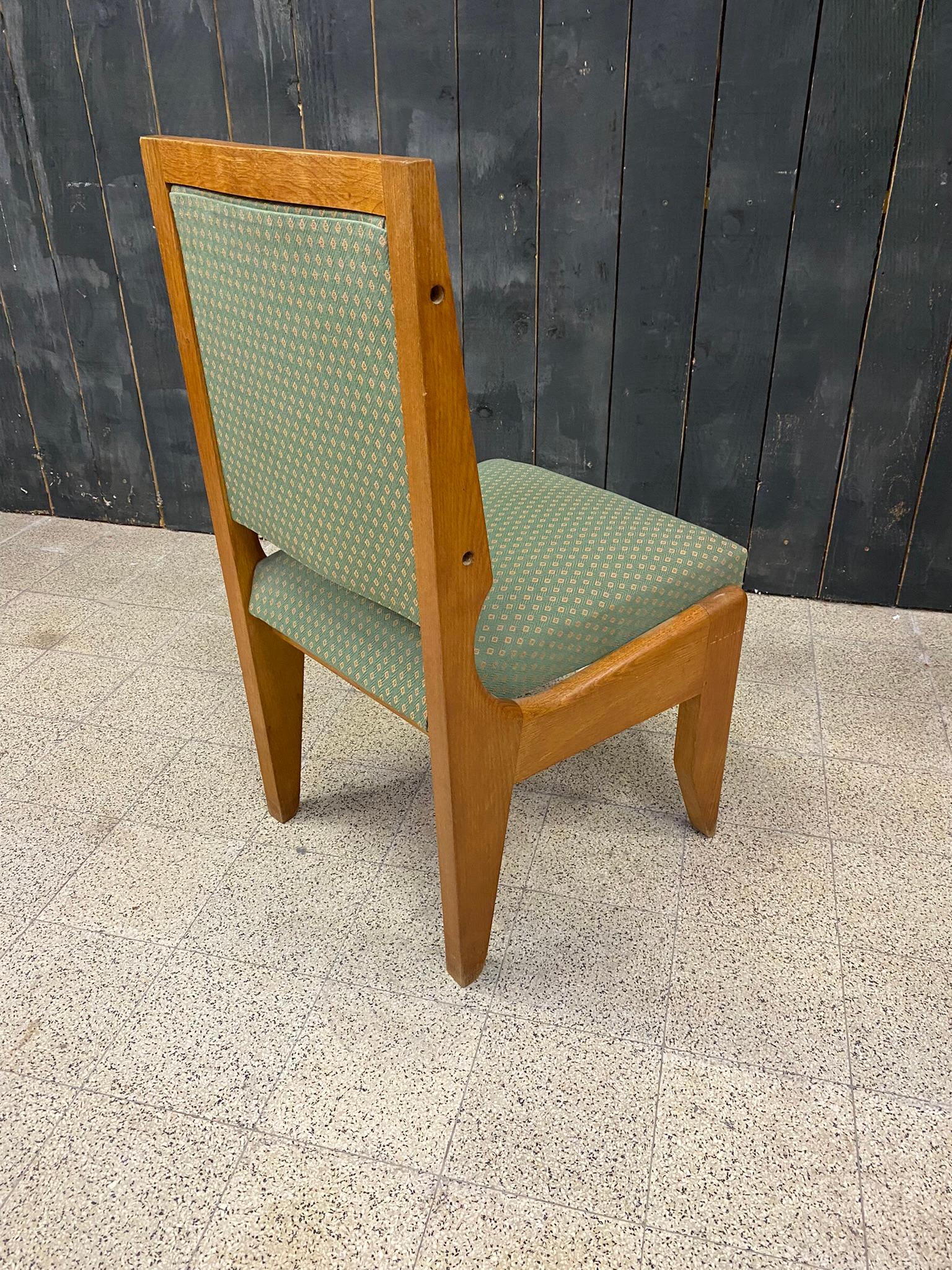 Guillerme et Chambron, Set of 8 Oak Chairs, Edition Votre Maison, circa 1960 For Sale 8