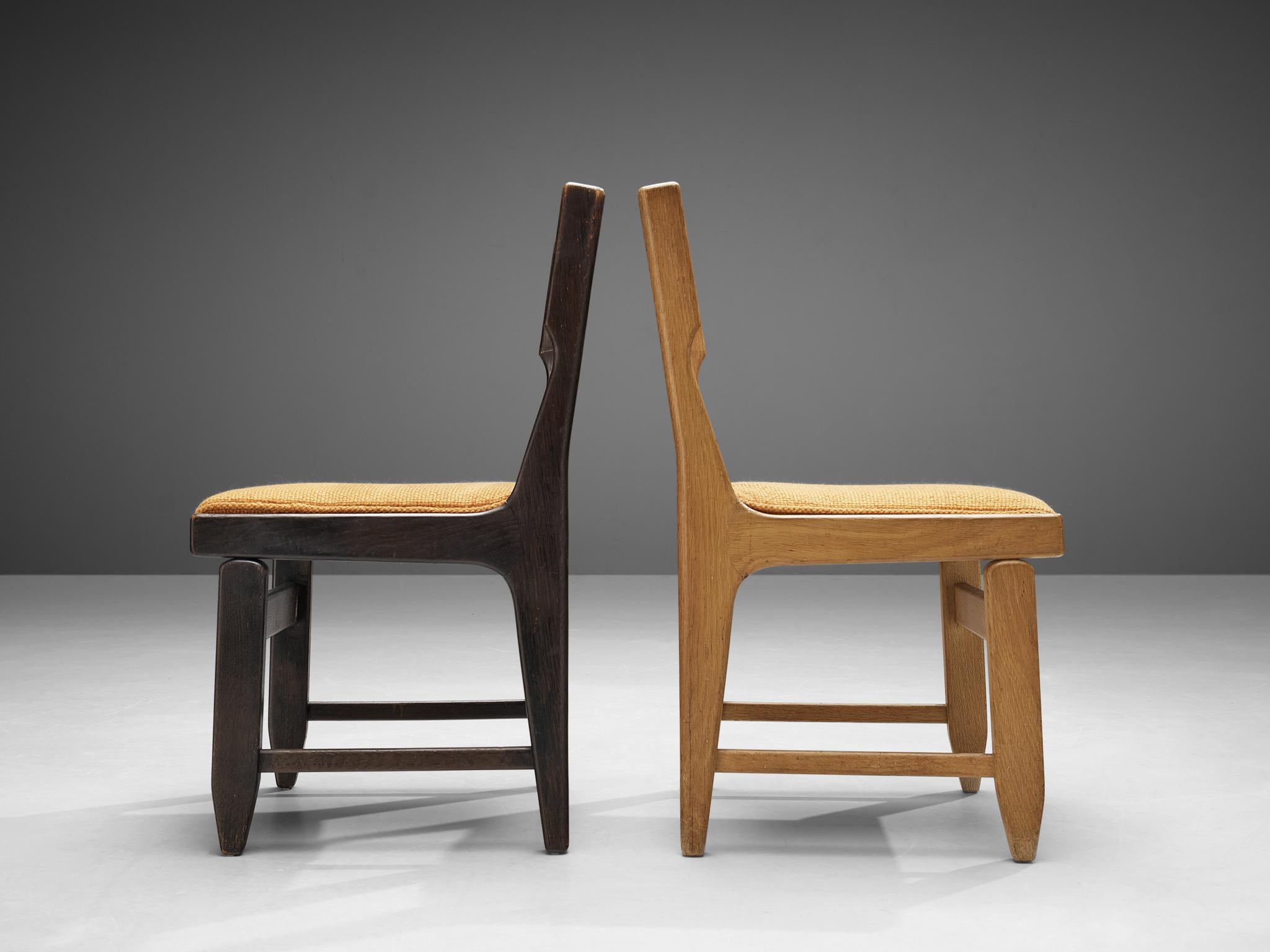 Guillerme & Chambron Set of Eight Bicolor Dining Chairs in Oak 2