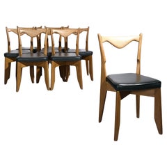 Guillerme et Chambron Achter-Set Oak  Esszimmerstühle 1960er Jahre