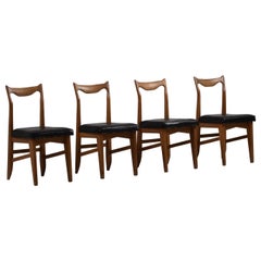 Guillerme et Chambron, Set of Four Chairs, Oak, France, 1950s