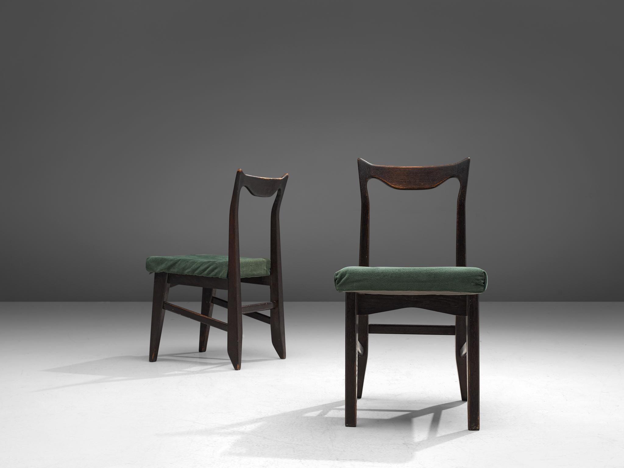 French Guillerme et Chambron Set of Four Darkened Oak Dining Chairs