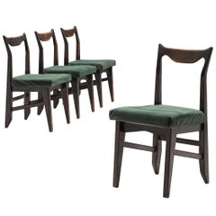Guillerme et Chambron Set of Four Darkened Oak Dining Chairs