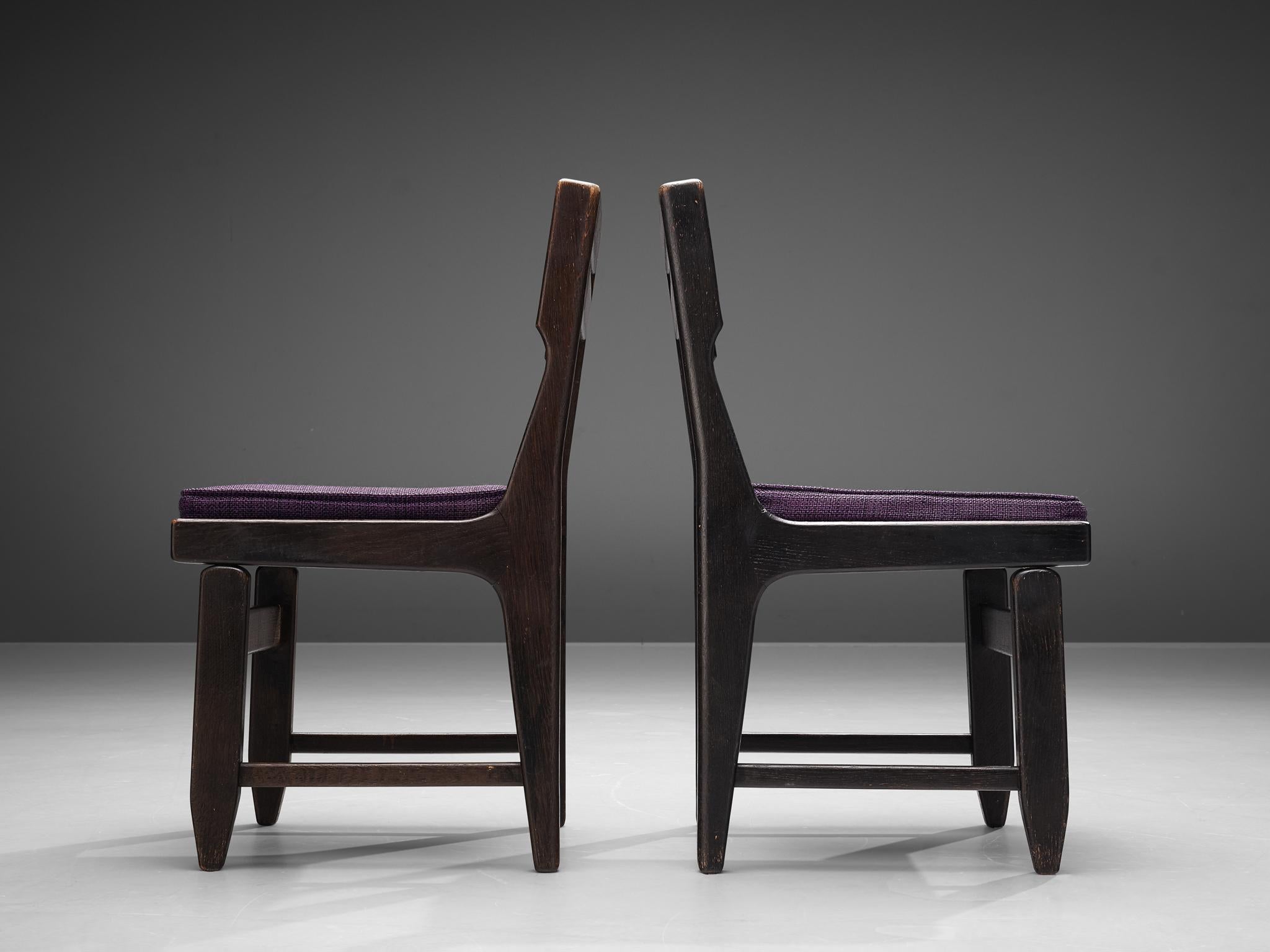 Mid-20th Century Guillerme & Chambron Set of Four Dining Chairs in Darkened Oak