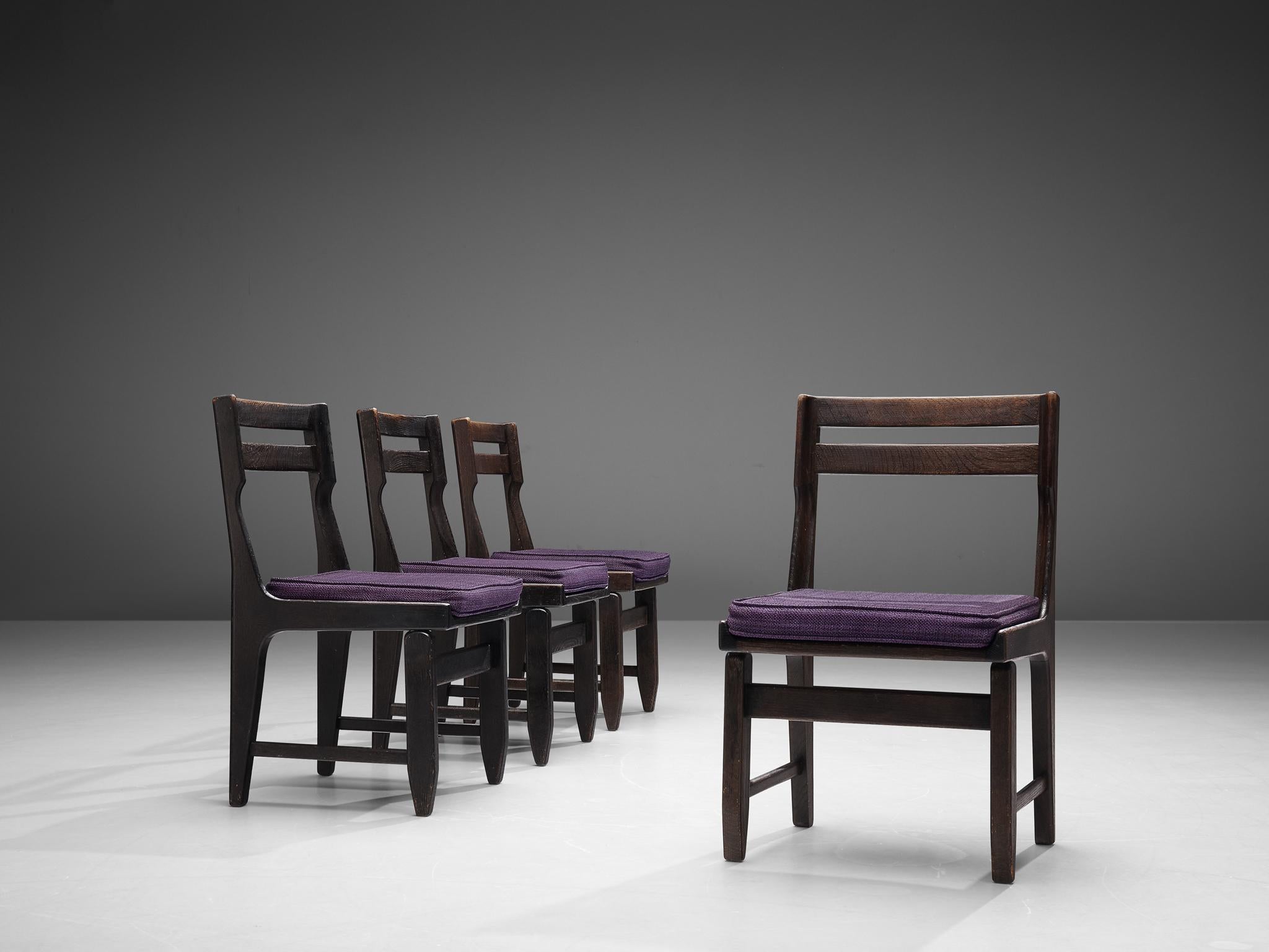 Guillerme & Chambron Set of Four Dining Chairs in Darkened Oak 1
