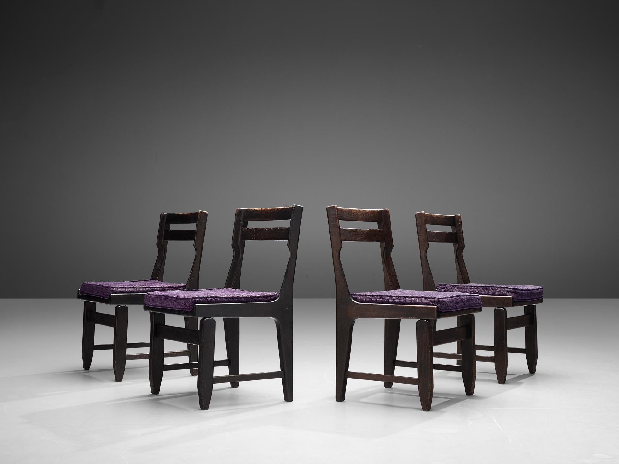 Guillerme & Chambron Set of Four Dining Chairs in Darkened Oak 2