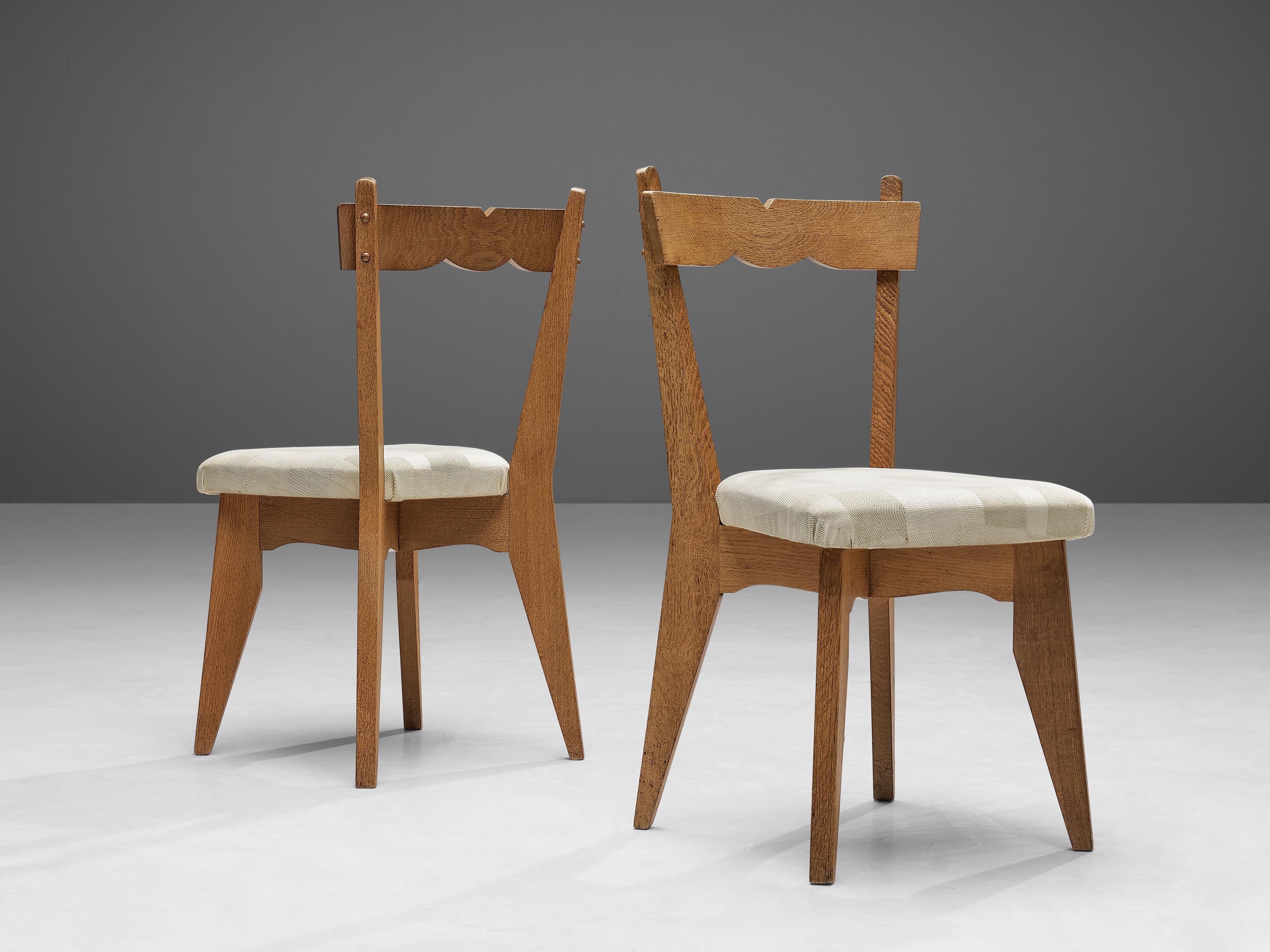 Mid-Century Modern Guillerme et Chambron Set of Four Dining Chairs in Oak