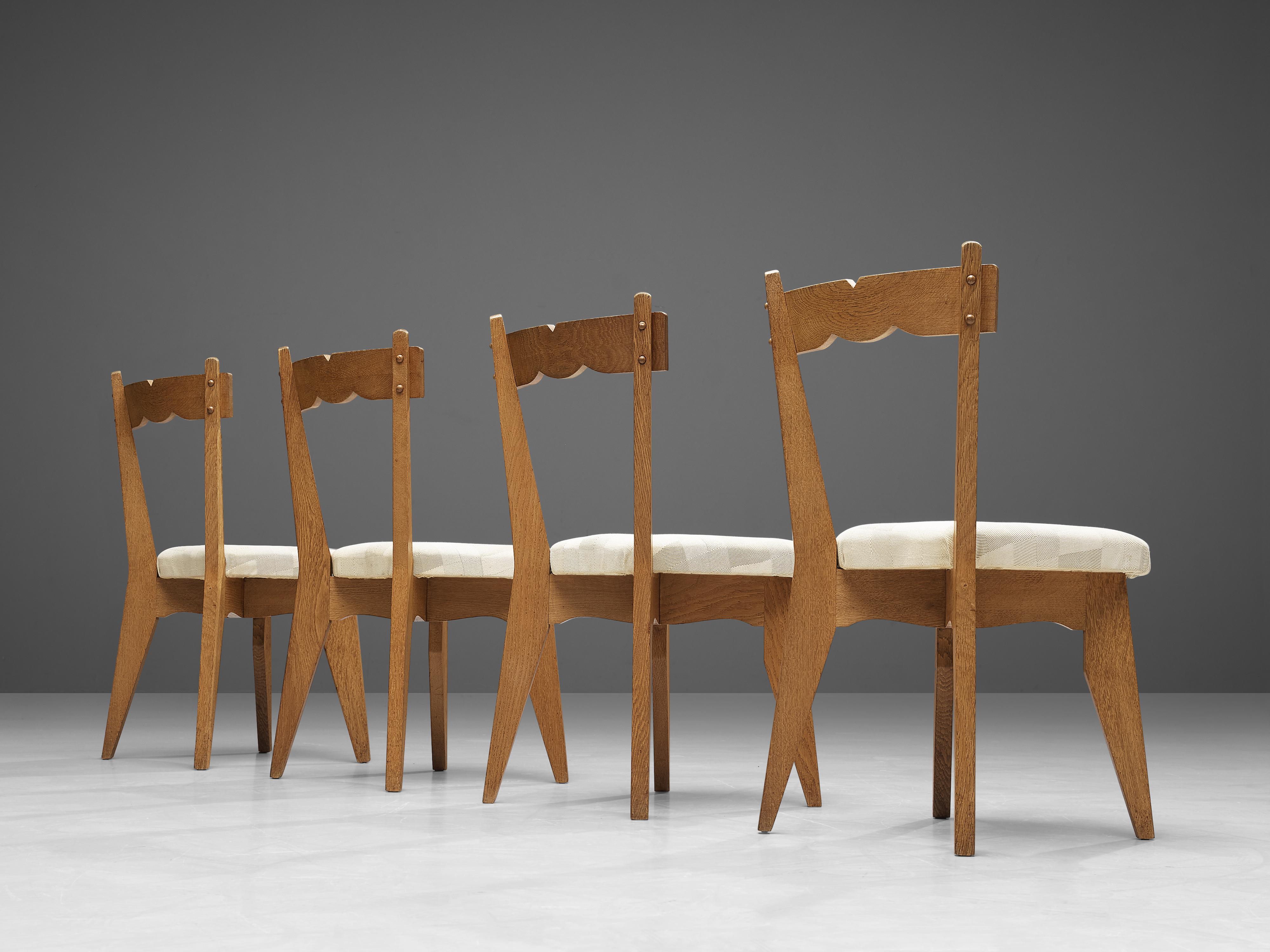 French Guillerme et Chambron Set of Four Dining Chairs in Oak