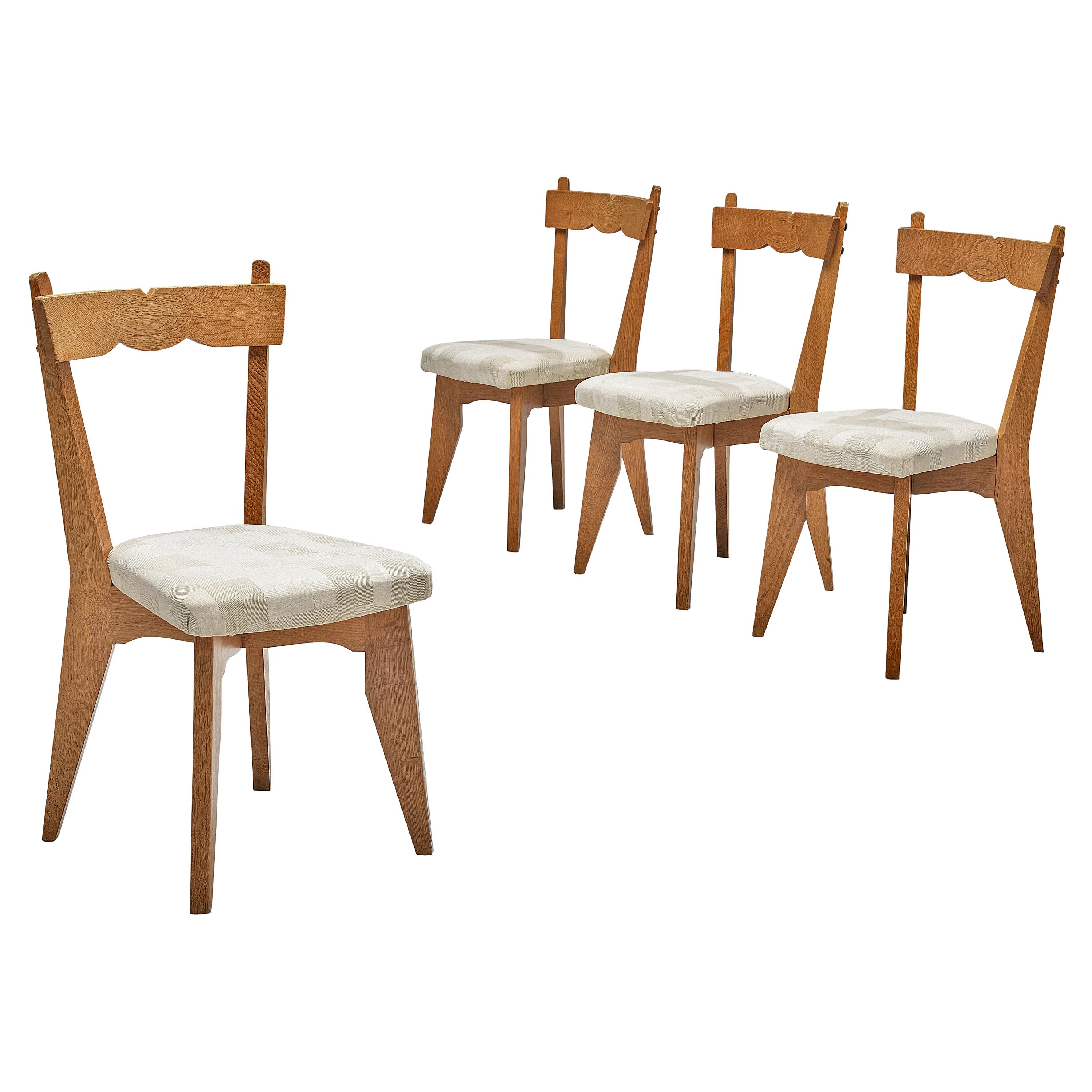 Guillerme et Chambron Set of Four Dining Chairs in Oak