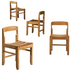 Guillerme et Chambron Set of Four Dining Chairs in Solid Oak